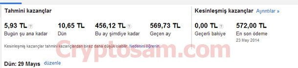 Aylık ortalama olarak Adsense kazancım