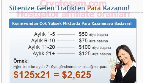 Hostgator' un aylık çıkardığınız affiliate' ye göre ödediği tutar tablosu.